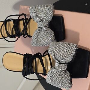MACH & MACH Elegant Bow Satin Sandals.  Nicole Puffed Bow.